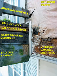 Construction defects; image annotated for reporting.