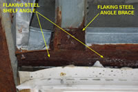 Severe corrosion due to construction defects and resulting exposure to moisture and salt air.